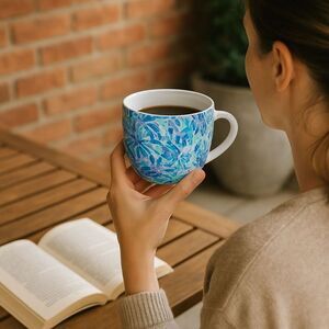 Lilly Pulitzer Ceramic Mug Cup Gold Tone Handle Large 14 Oz Spring Gift